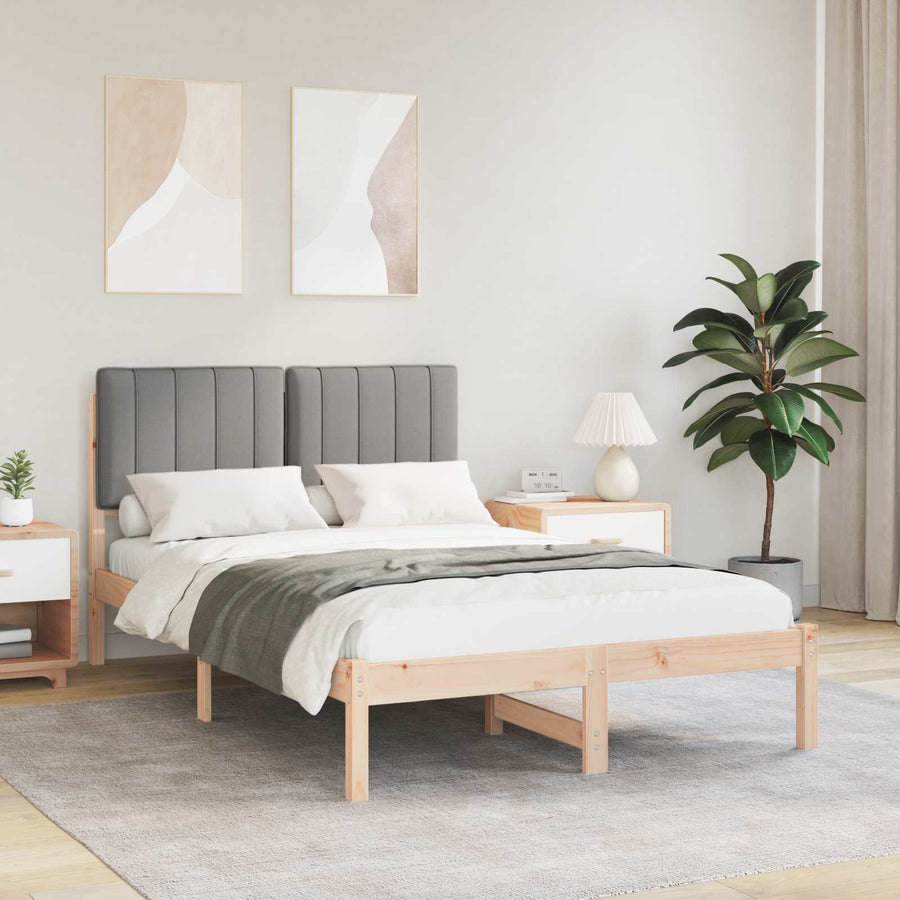 Bedframe met Gevoerd Hoofdgedeelte Natuurlijk en Lichtgrijs