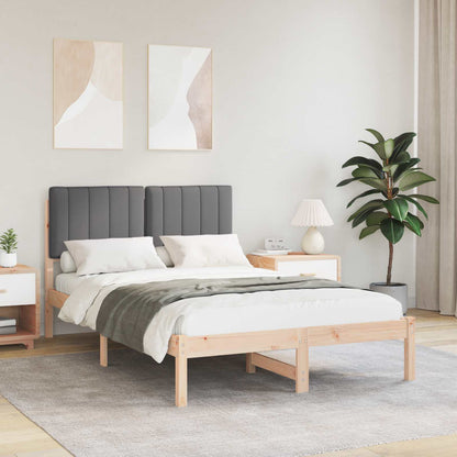 Bedframe met Gevoerd Hoofdgedeelte Natuurlijk en Donkergrijs