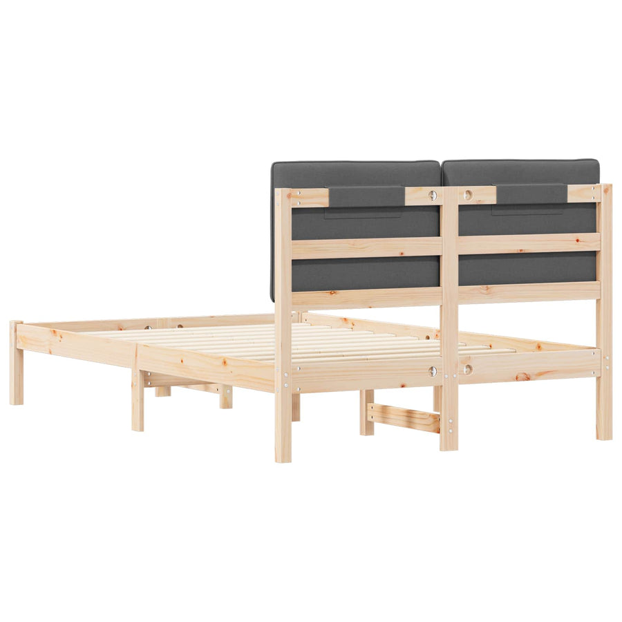 Bedframe met Gevoerd Hoofdgedeelte Natuurlijk en Donkergrijs