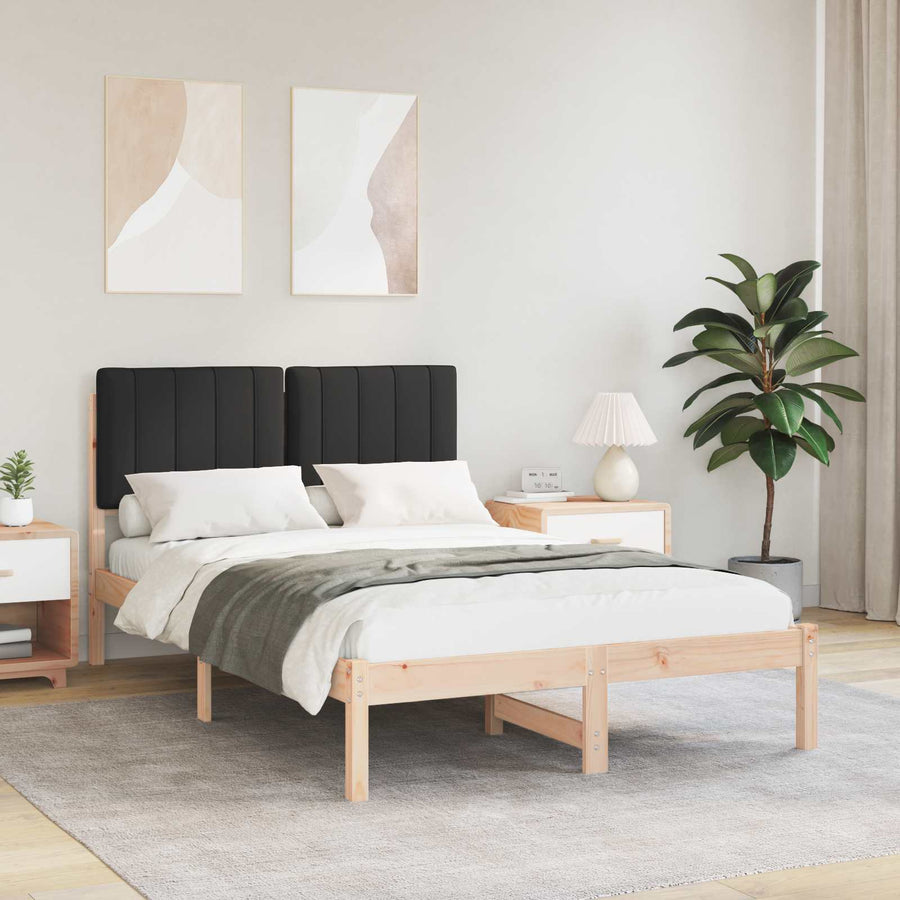 Bedframe met Gevoerd Hoofdgedeelte Natuurlijk en Zwart
