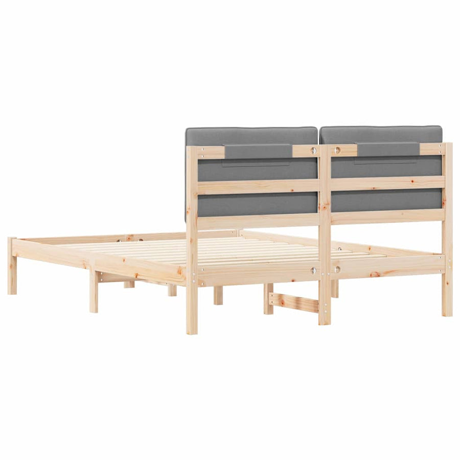 Bedframe met Gevoerd Hoofdgedeelte Lichtgrijs 140 x 190 cm