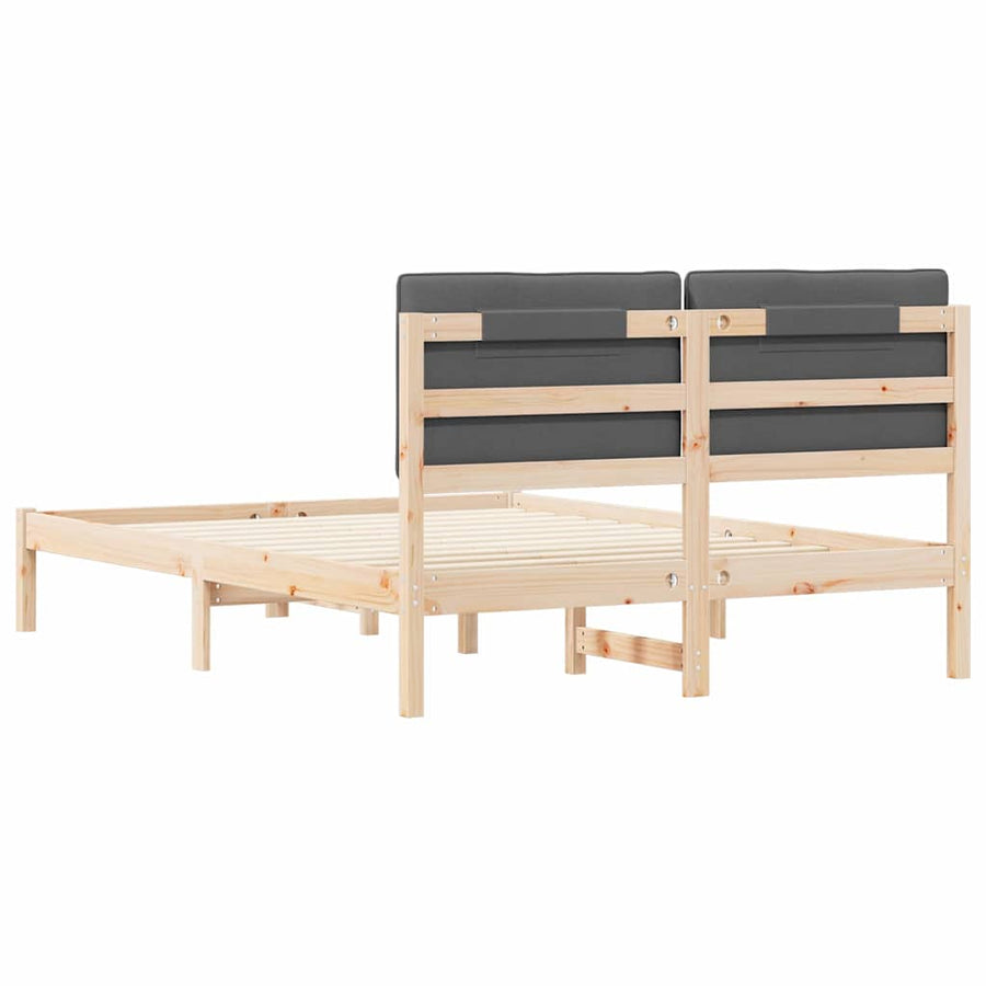 Bedframe met Gevoerd Hoofdgedeelte Donkergrijs 140 x 190 cm