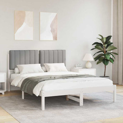 Bedframe met Gevoerd Hoofdgedeelte Lichtgrijs 140 x 190 cm