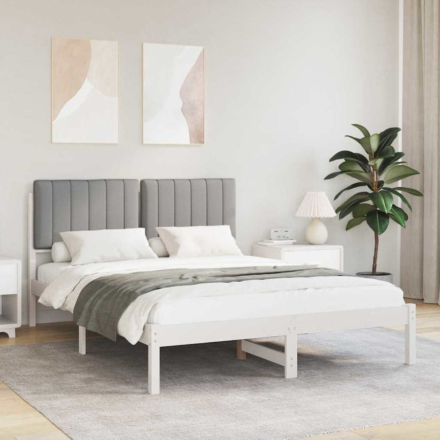 Bedframe met Gevoerd Hoofdgedeelte Lichtgrijs 140 x 190 cm