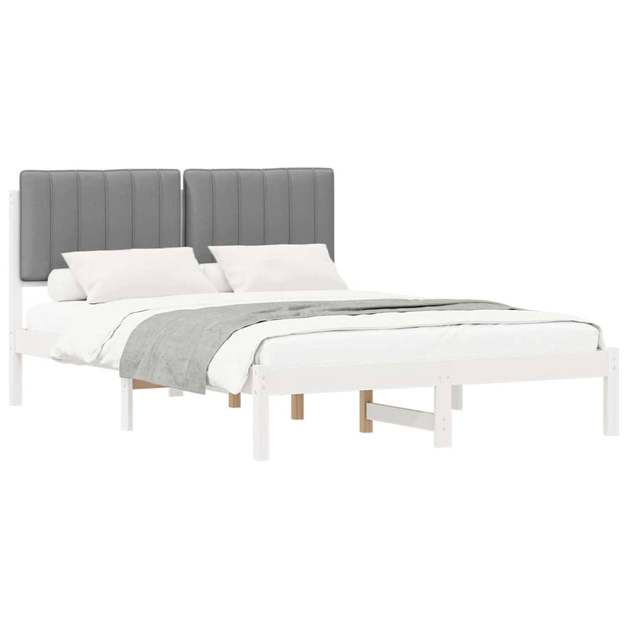 Bedframe met Gevoerd Hoofdgedeelte Lichtgrijs 140 x 190 cm