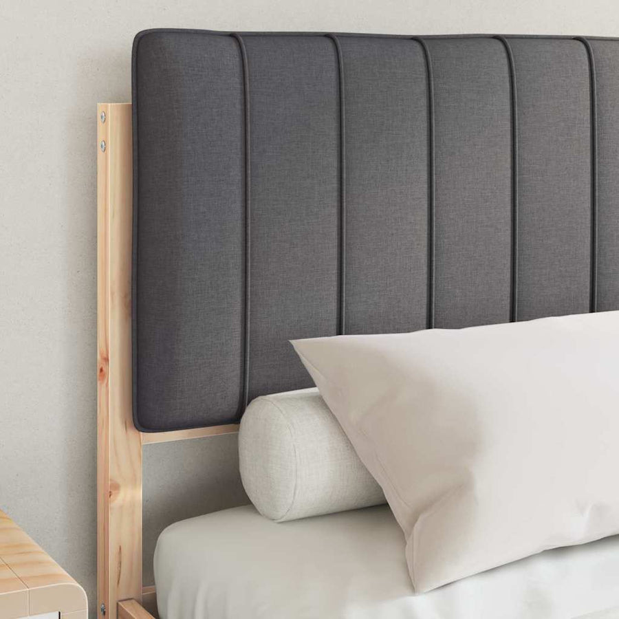Bedframe met Gevoerd Hoofdgedeelte Donkergrijs 135 x 190 cm