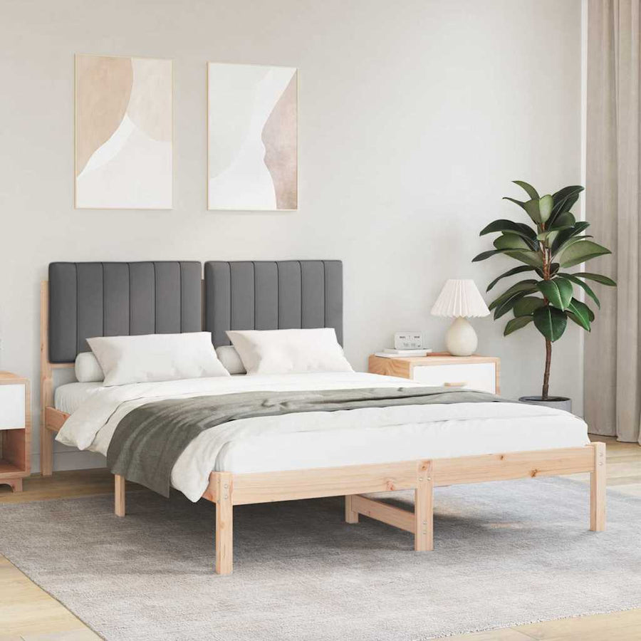 Bedframe met Gevoerd Hoofdgedeelte Donkergrijs 135 x 190 cm