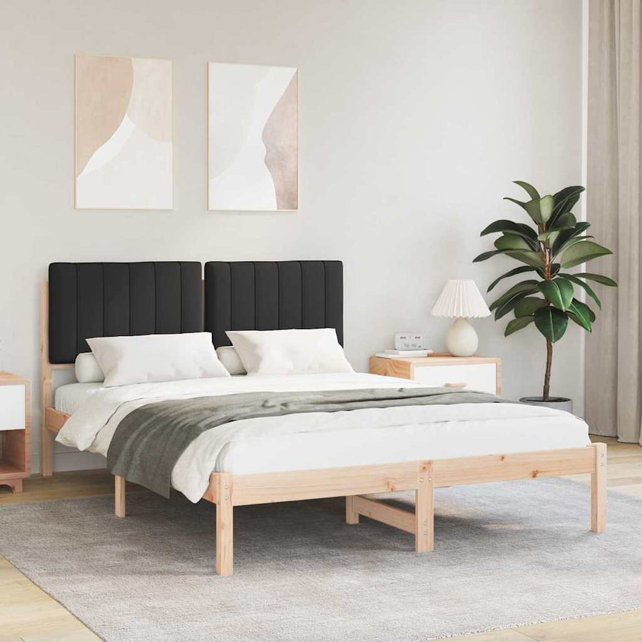 Bedframe met Gevoerd Hoofdgedeelte Zwart 135 x 190 cm