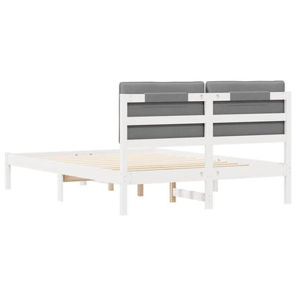 Bedframe met Gevoerd Hoofdgedeelte Lichtgrijs 135 x 190 cm