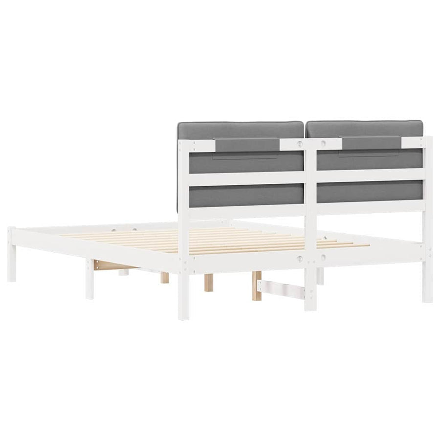 Bedframe met Gevoerd Hoofdgedeelte Lichtgrijs 135 x 190 cm