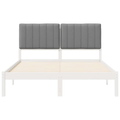 Bedframe met Gevoerd Hoofdgedeelte Lichtgrijs 135 x 190 cm