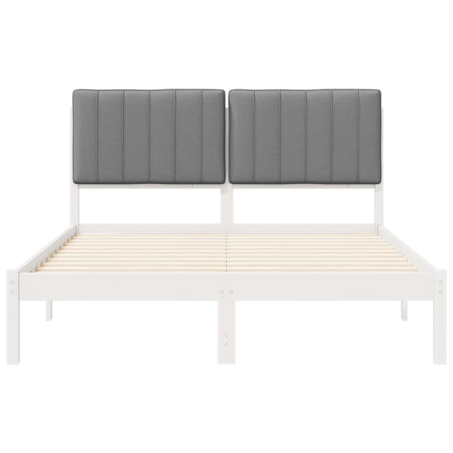 Bedframe met Gevoerd Hoofdgedeelte Lichtgrijs 135 x 190 cm