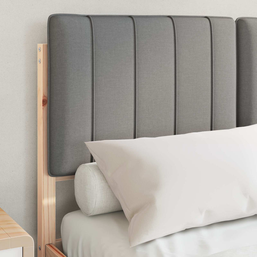 Bedframe met Gevoerd Hoofdgedeelte Lichtgrijs 120 x 190 cm
