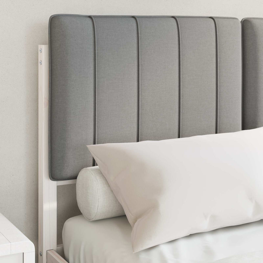 Bedframe met Gevoerd Hoofdgedeelte Lichtgrijs 120 x 190 cm