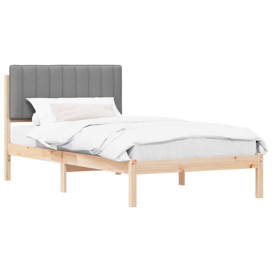Bedframe met Gevoerd Hoofdgedeelte Lichtgrijs 100 x 200 cm