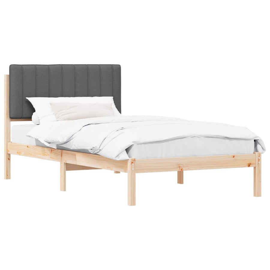 Bedframe met Gevoerd Hoofdgedeelte Donkergrijs 100 x 200 cm