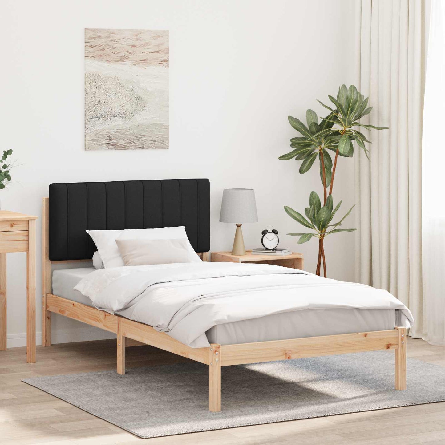Bedframe met Gevoerd Hoofdgedeelte Zwart 100 x 200 cm