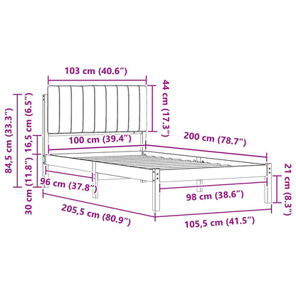 Bedframe met Gevoerd Hoofdgedeelte Taupe 100 x 200 cm