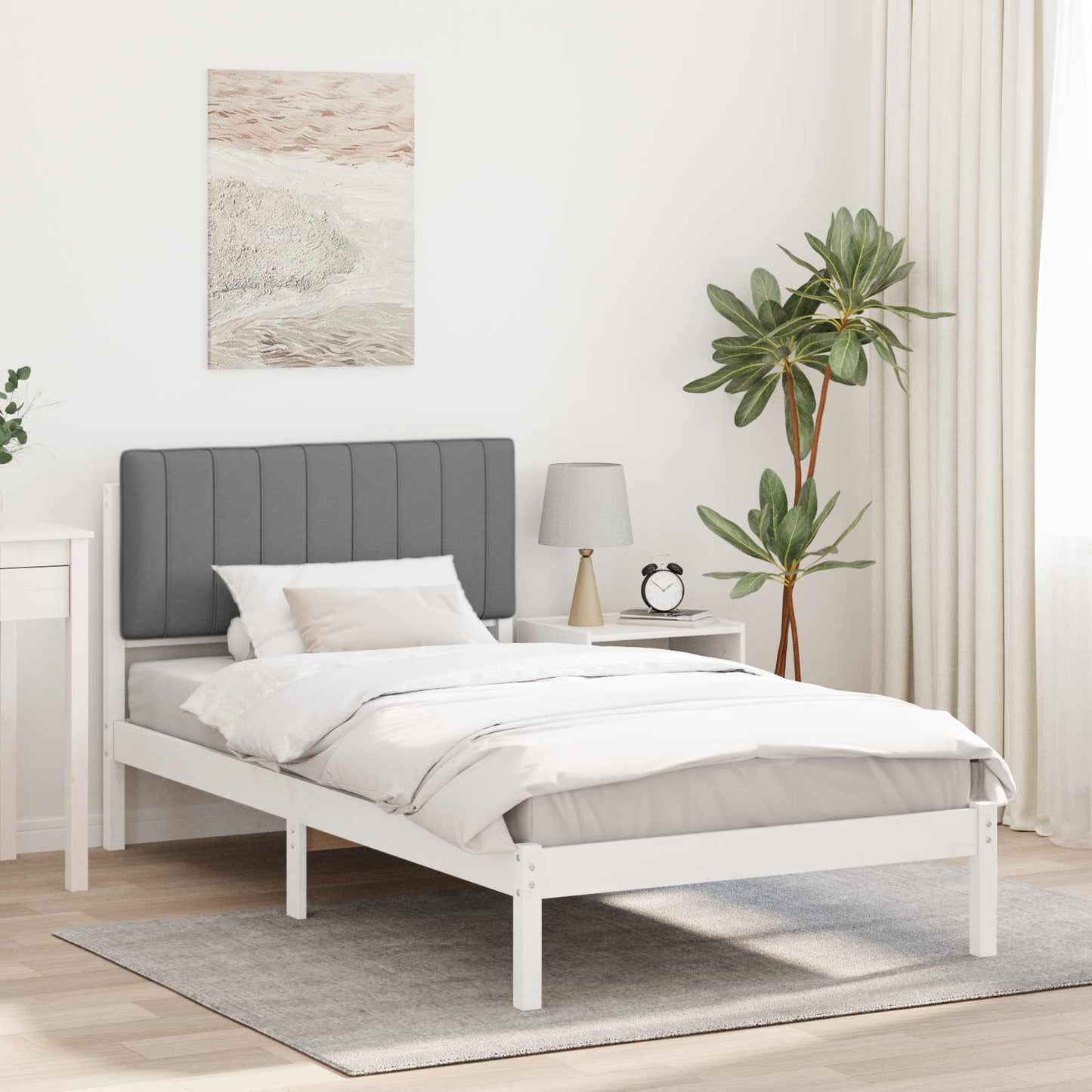 Bedframe met Gevoerd Hoofdgedeelte Lichtgrijs 100 x 200 cm