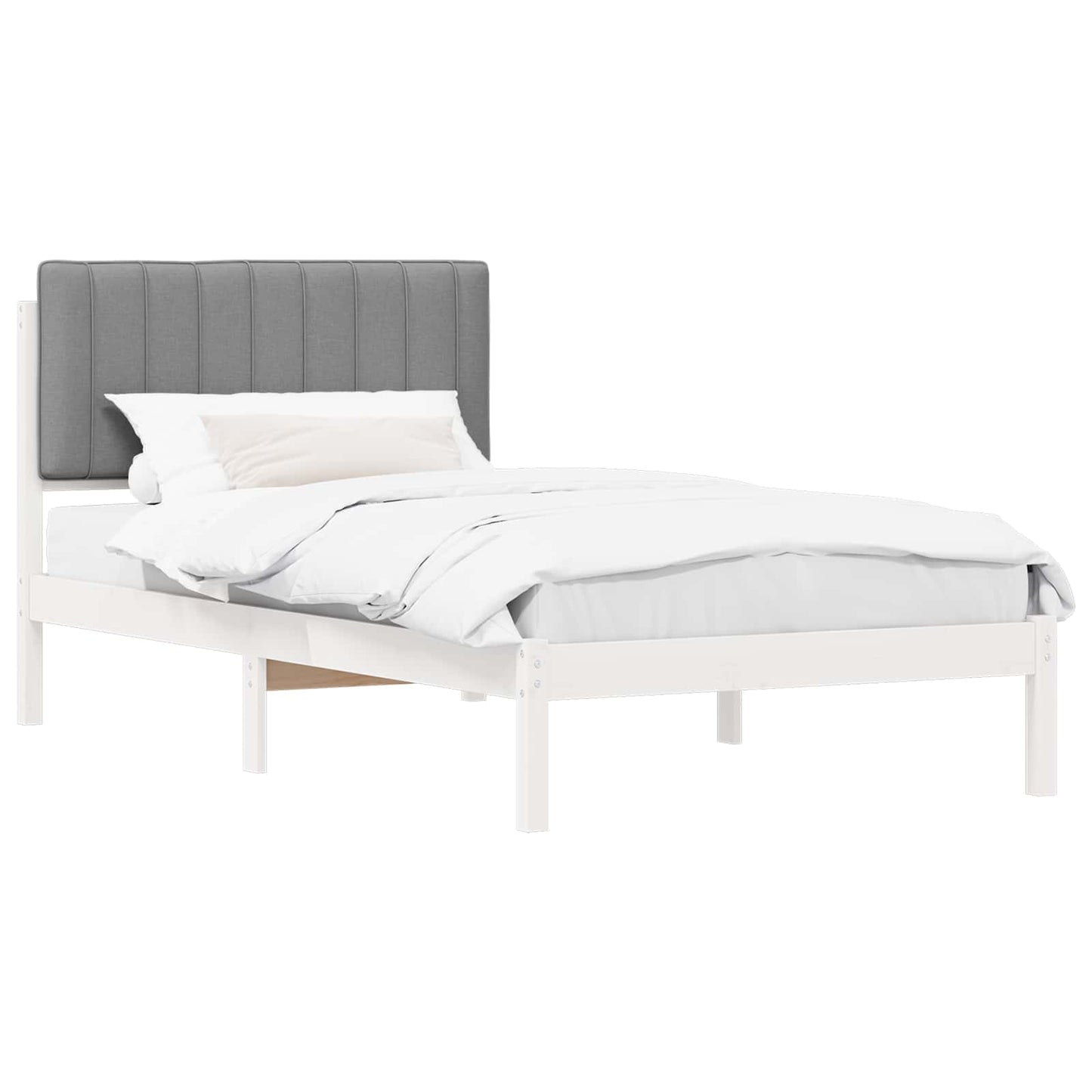 Bedframe met Gevoerd Hoofdgedeelte Lichtgrijs 100 x 200 cm