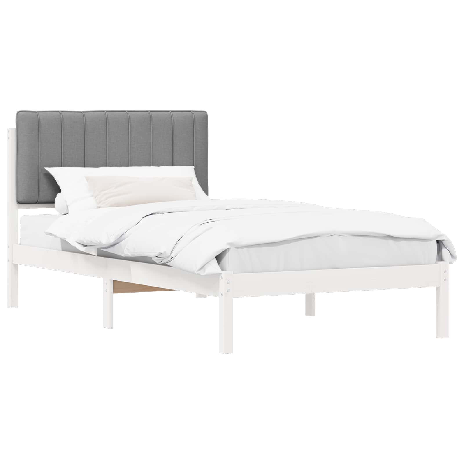 Bedframe met Gevoerd Hoofdgedeelte Lichtgrijs 100 x 200 cm
