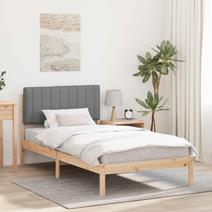 Bedframe met Gevoerd Hoofdgedeelte Natuurlijk en Lichtgrijs