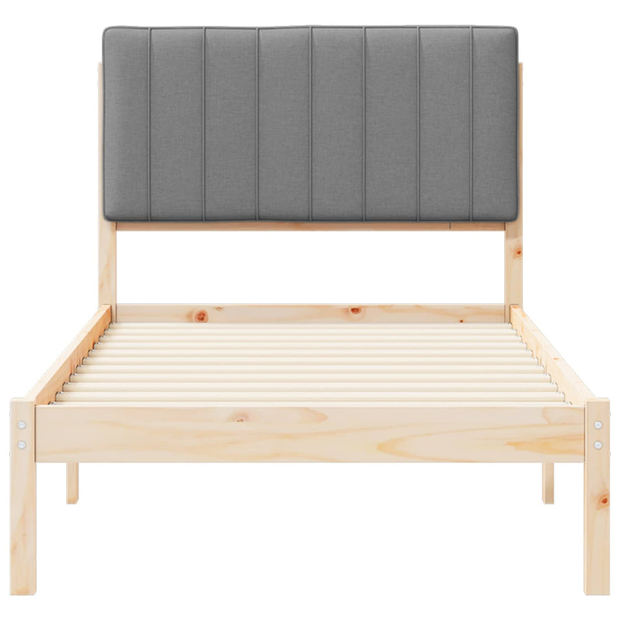 Bedframe met Gevoerd Hoofdgedeelte Natuurlijk en Lichtgrijs