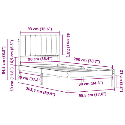 Bedframe met Gevoerd Hoofdgedeelte Natuurlijk en Lichtgrijs