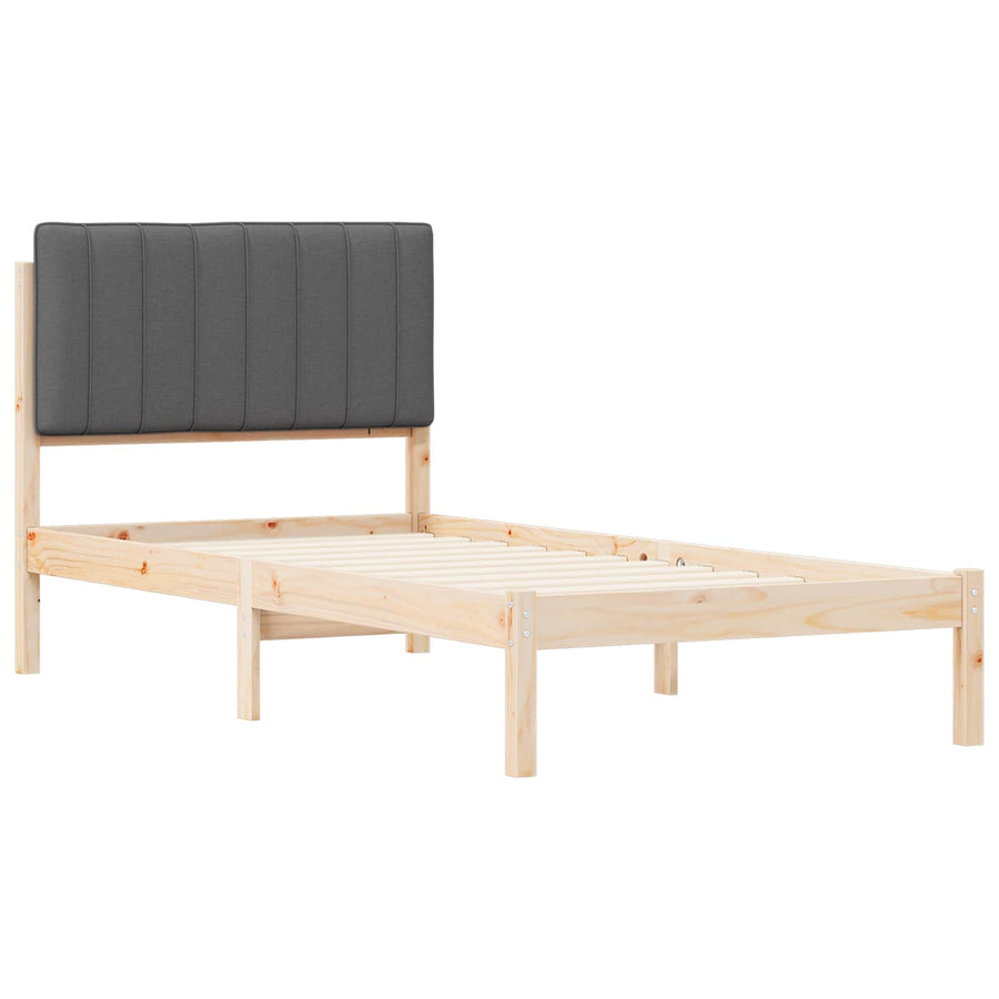 Bedframe met Gevoerd Hoofdgedeelte Natuurlijk en Donkergrijs
