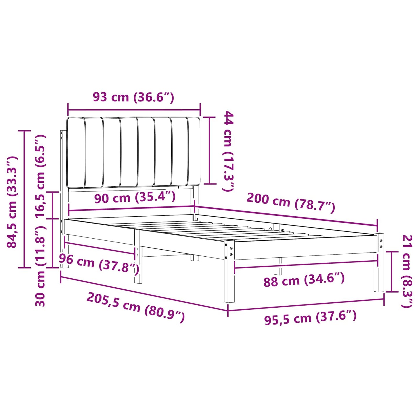 Bedframe met Gevoerd Hoofdgedeelte Natuurlijk en Taupe