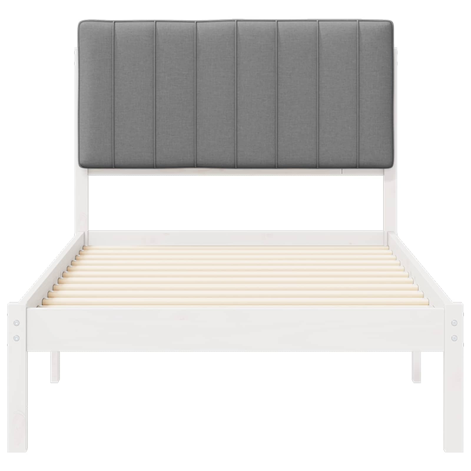 Bedframe met Gevoerd Hoofdgedeelte Wit en Lichtgrijs