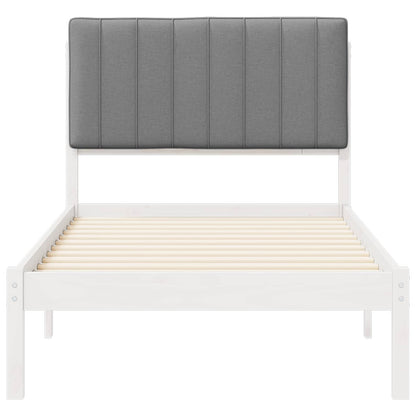 Bedframe met Gevoerd Hoofdgedeelte Wit en Lichtgrijs