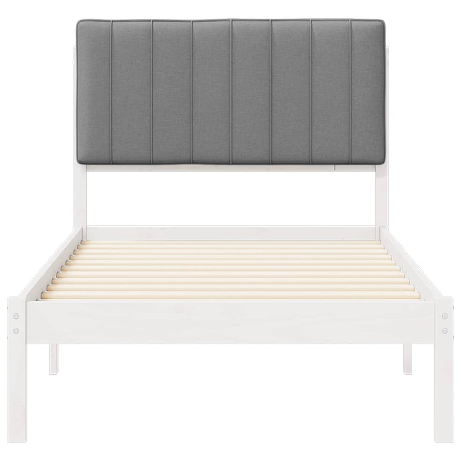 Bedframe met Gevoerd Hoofdgedeelte Wit en Lichtgrijs