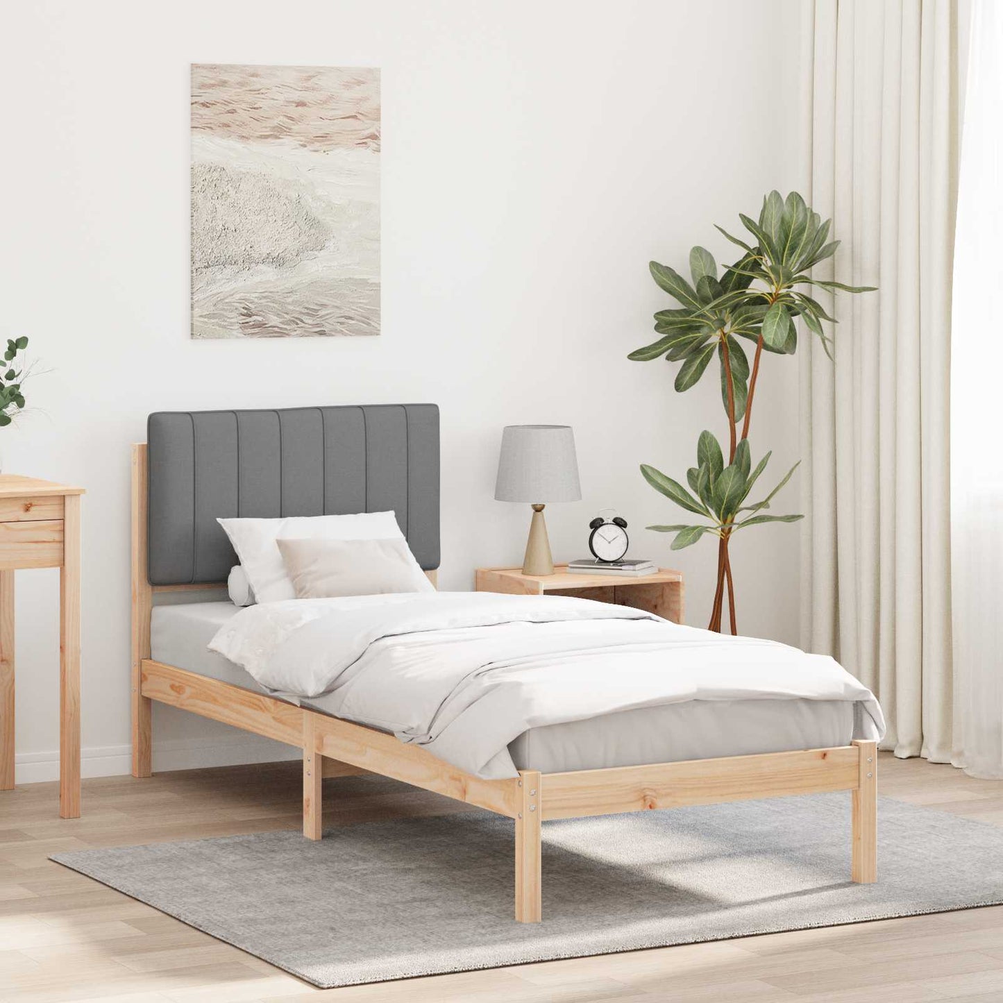 Bedframe met Gevoerd Hoofdgedeelte Lichtgrijs 80 x 200 cm