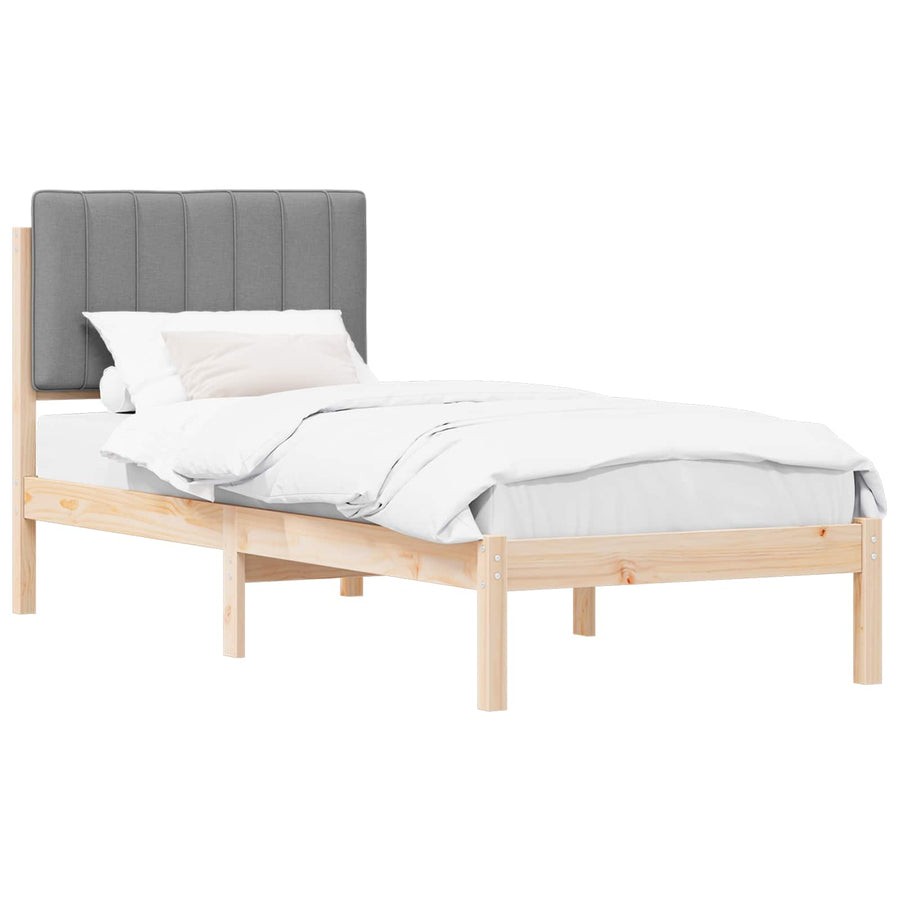 Bedframe met Gevoerd Hoofdgedeelte Lichtgrijs 80 x 200 cm