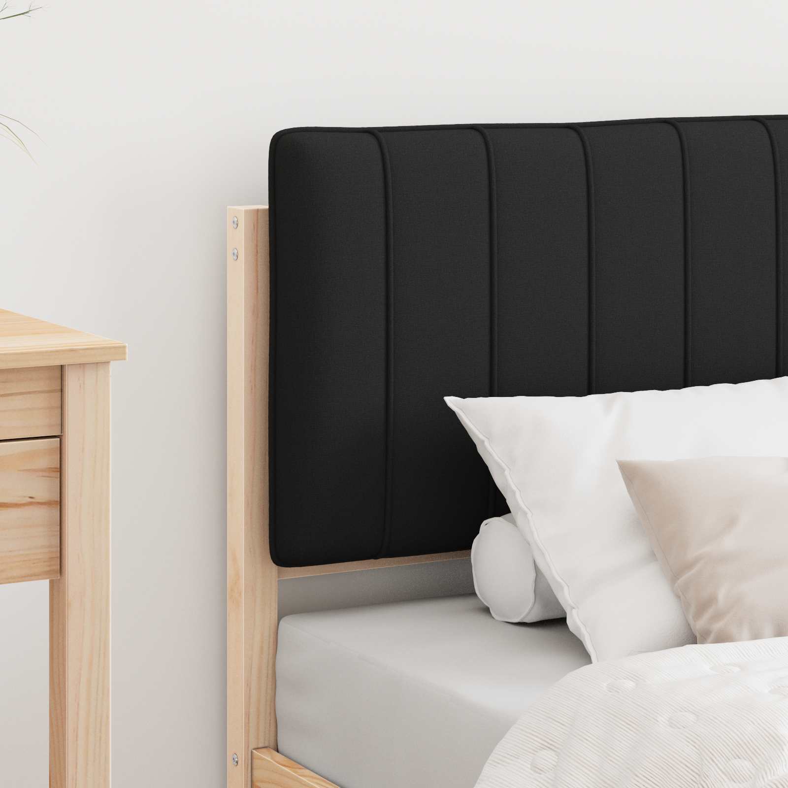 Bedframe met Gevoerd Hoofdgedeelte Zwart 80 x 200 cm