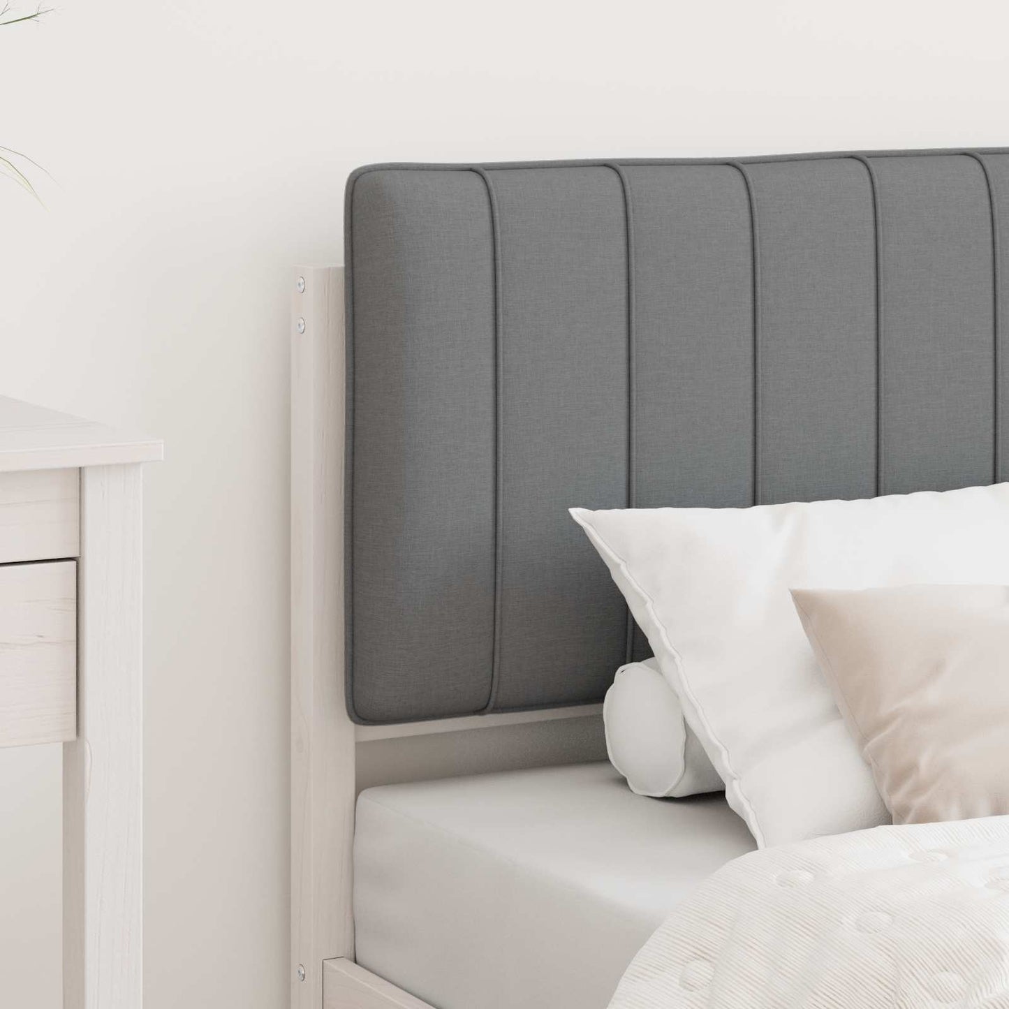 Bedframe met Gevoerd Hoofdgedeelte Lichtgrijs 80 x 200 cm