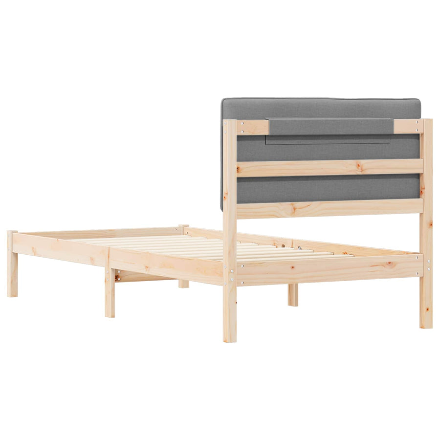 Bedframe met Gevoerd Hoofdgedeelte Lichtgrijs 90 x 190 cm