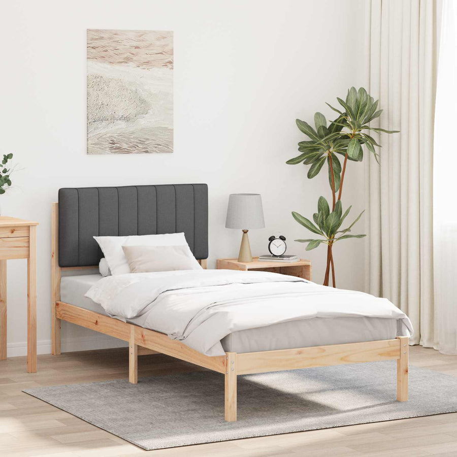 Bedframe met Gevoerd Hoofdgedeelte Donkergrijs 90 x 190 cm