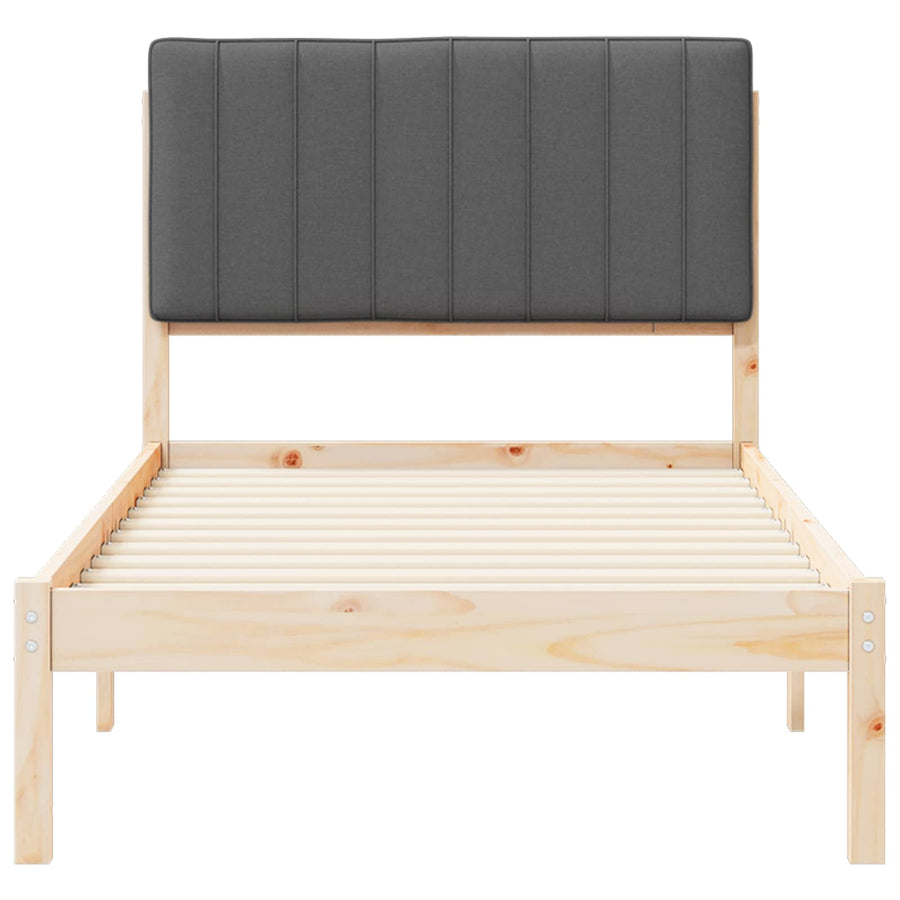 Bedframe met Gevoerd Hoofdgedeelte Donkergrijs 90 x 190 cm