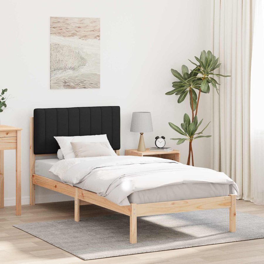 Bedframe met Gevoerd Hoofdgedeelte Zwart 90 x 190 cm