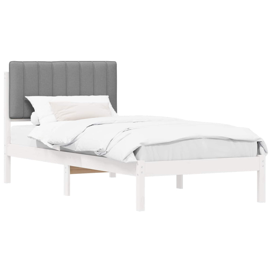 Bedframe met Gevoerd Hoofdgedeelte Lichtgrijs 90 x 190 cm