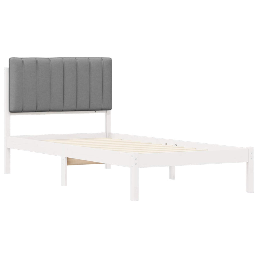 Bedframe met Gevoerd Hoofdgedeelte Lichtgrijs 90 x 190 cm