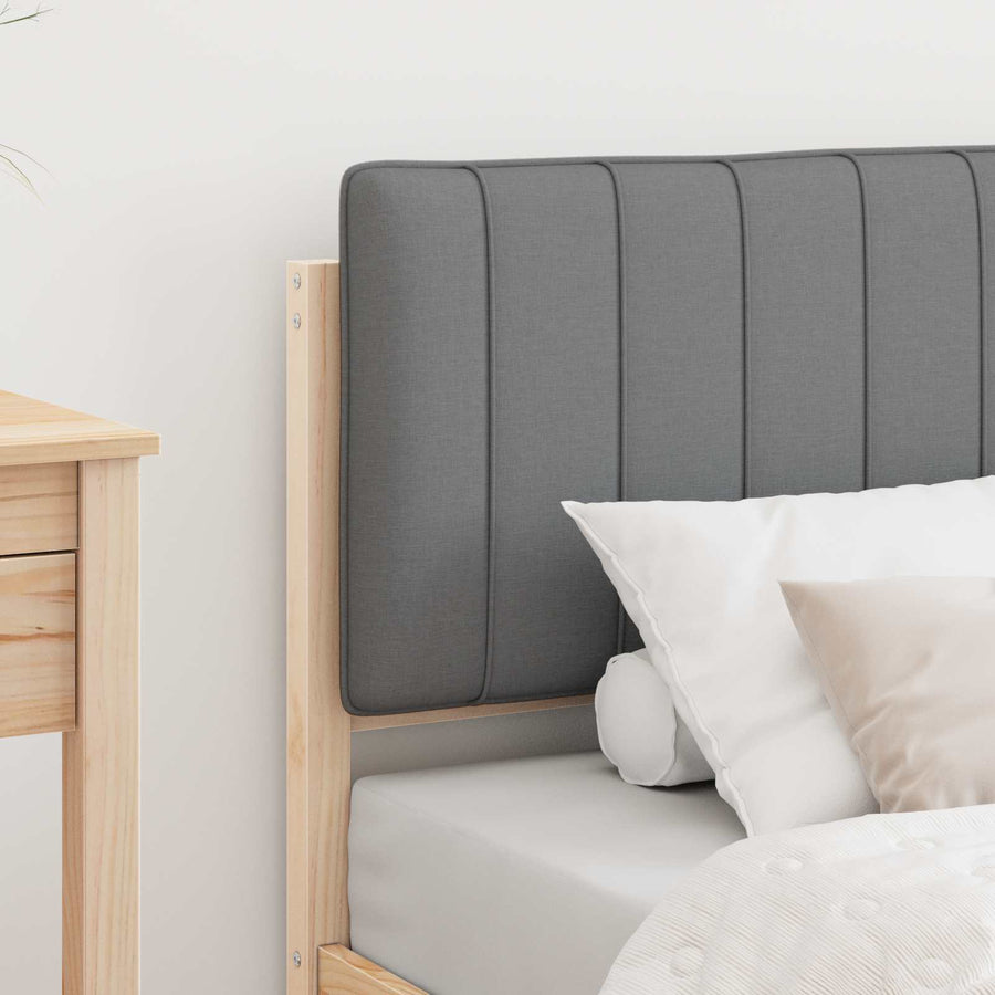 Bedframe met Gevoerd Hoofdgedeelte Lichtgrijs 75 x 190 cm