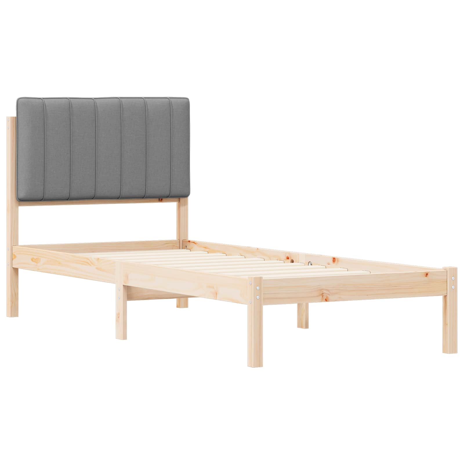 Bedframe met Gevoerd Hoofdgedeelte Lichtgrijs 75 x 190 cm