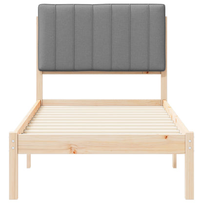 Bedframe met Gevoerd Hoofdgedeelte Lichtgrijs 75 x 190 cm