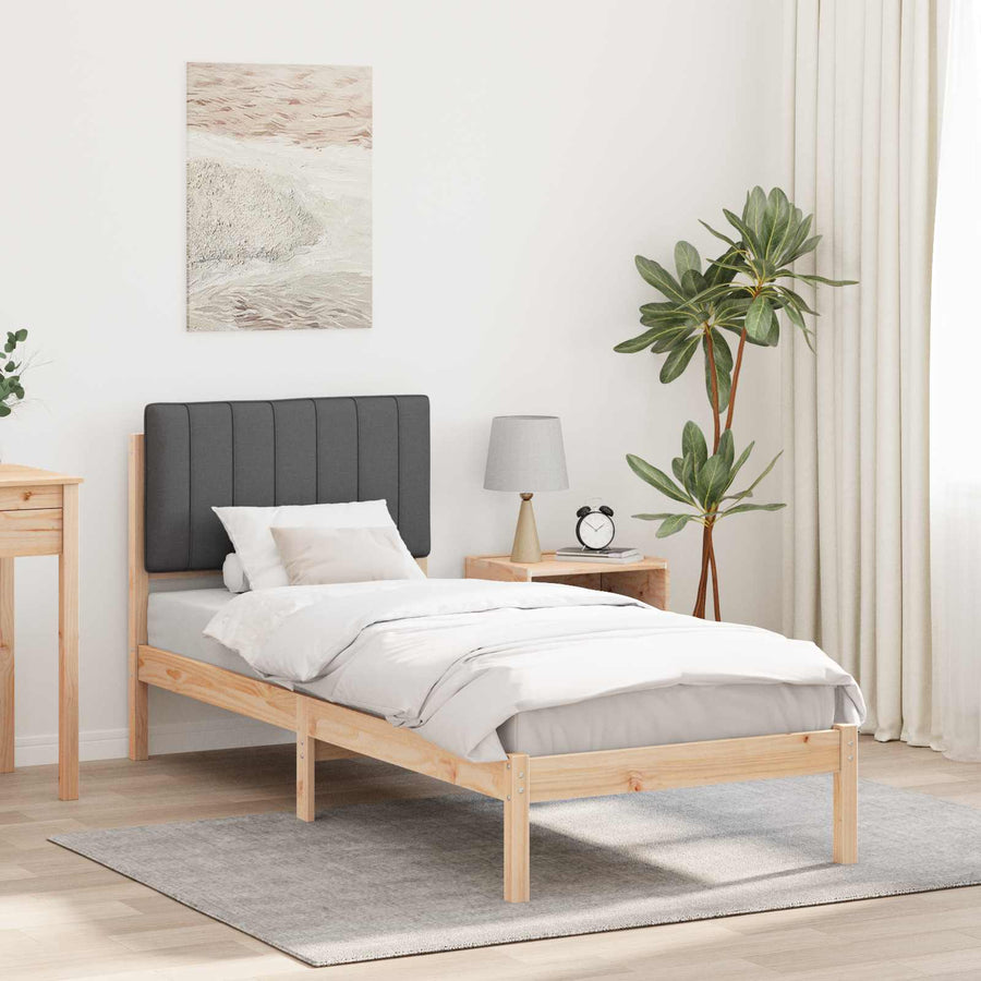 Bedframe met Gevoerd Hoofdgedeelte Donkergrijs 75 x 190 cm