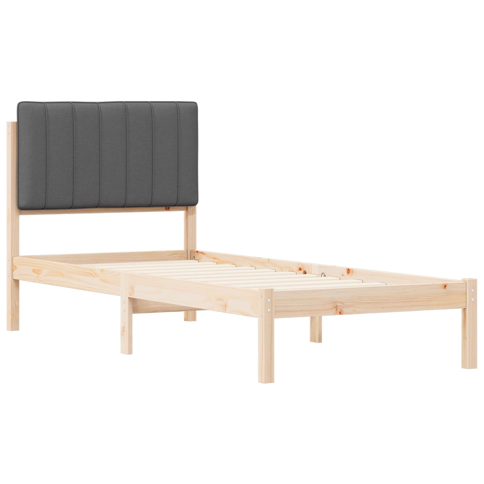Bedframe met Gevoerd Hoofdgedeelte Donkergrijs 75 x 190 cm