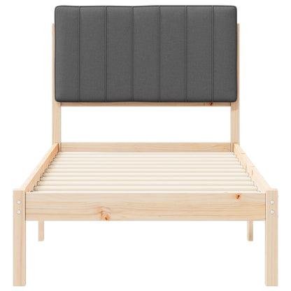 Bedframe met Gevoerd Hoofdgedeelte Donkergrijs 75 x 190 cm