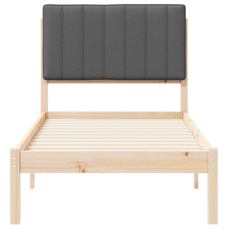 Bedframe met Gevoerd Hoofdgedeelte Donkergrijs 75 x 190 cm